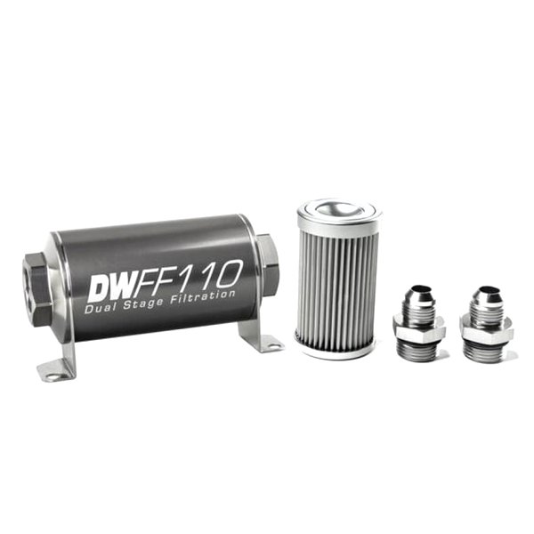Stainless Steel 8AN 5 Micron Universal Inline Fuel Filter Housing Kit (110mm)