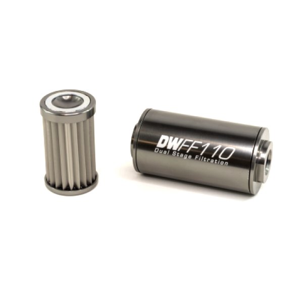 Stainless Steel 10AN 10 Micron Universal Inline Fuel Filter Housing Kit (110mm)