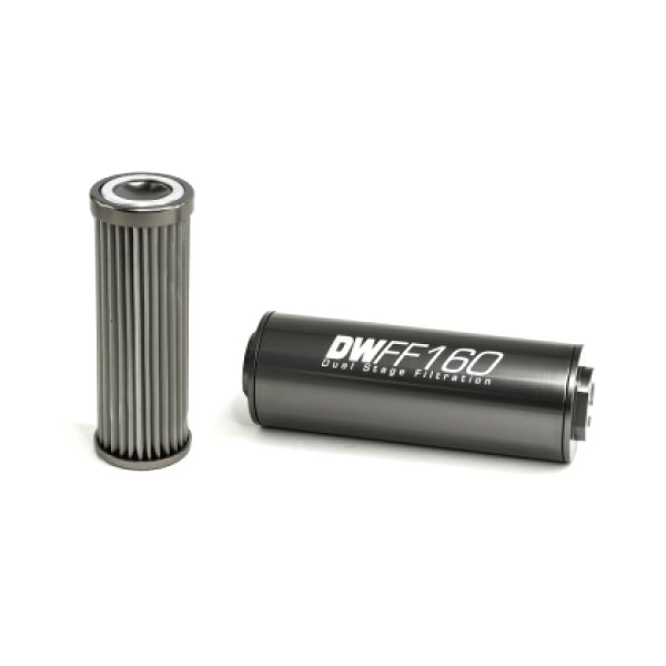 Stainless Steel 6AN 10 Micron Universal Inline Fuel Filter Housing Kit (160mm)