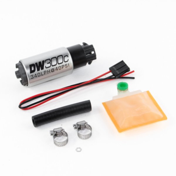 340lph DW300C Compact Fuel Pump w/ Universal Install Kit (w/ Mounting Clips)