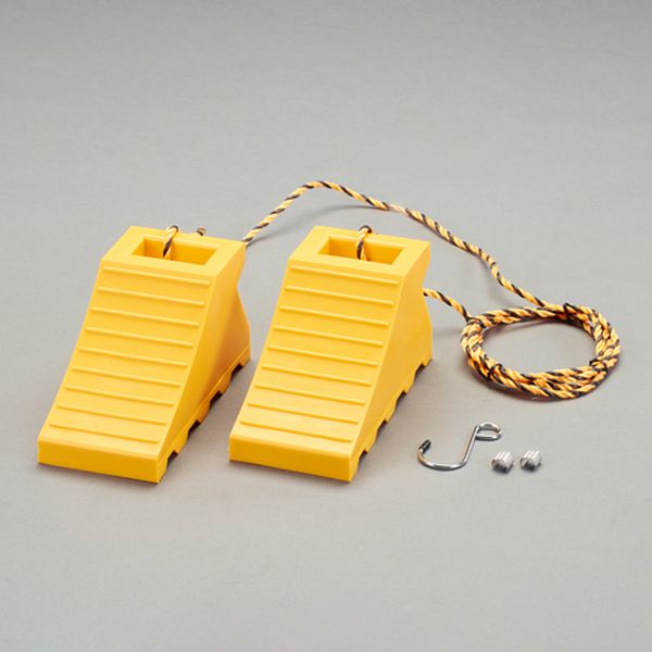 110x235x125mm タイヤストッパー(黄/ヒモ