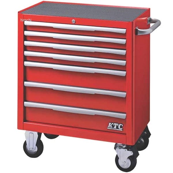 【直送】 ローラーキャビネット(7段7引出) レッド