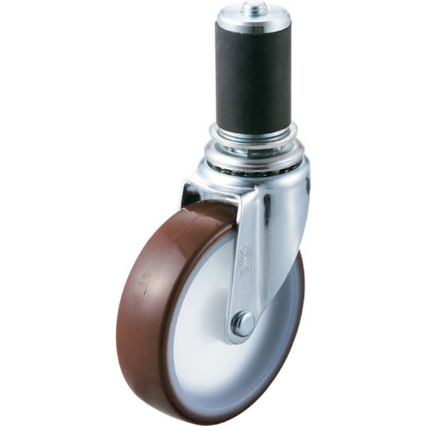 ユーエイ ゴムパイプ35径差し込み式キャスター自在車 100径 ウレタン車輪