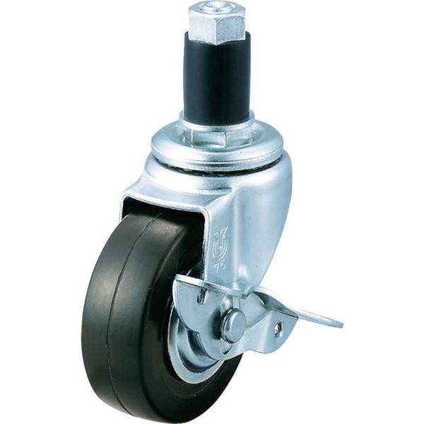 ユーエイ ゴムパイプ35径差し込み式キャスター自在S付 125径 ゴム車輪