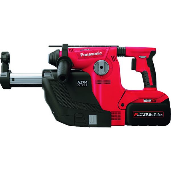 パナソニックエレクトリックワークス Panasonic 28.8V 充電ハンマードリル 集塵ありセット 赤