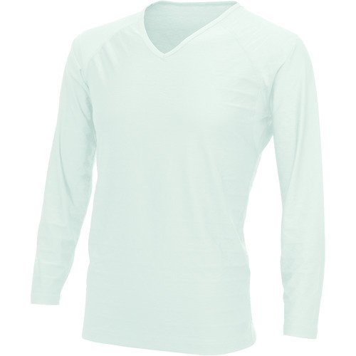 冷感シャツ 長袖Vネック ワークライン 白