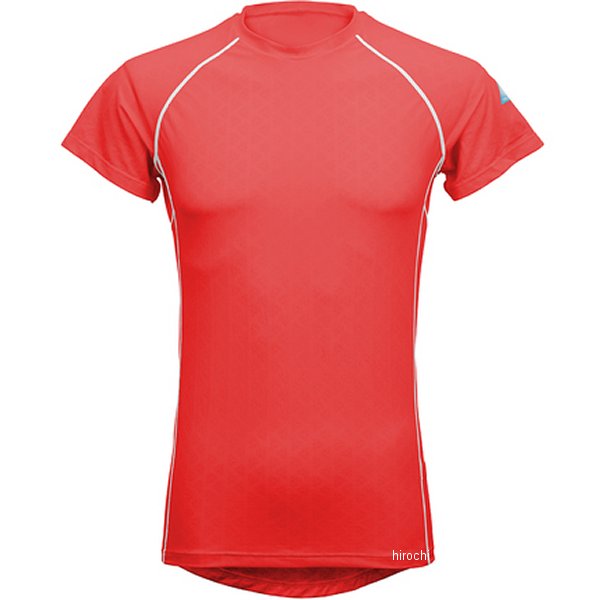 冷感シャツ 半袖クルーネック パフォーマンスライン 赤
