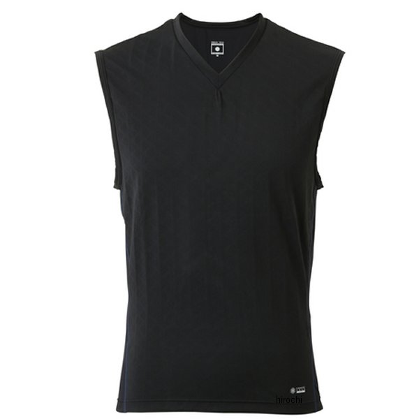 冷感ノースリーブ Vネックシャツ パフォーマンスライン 黒