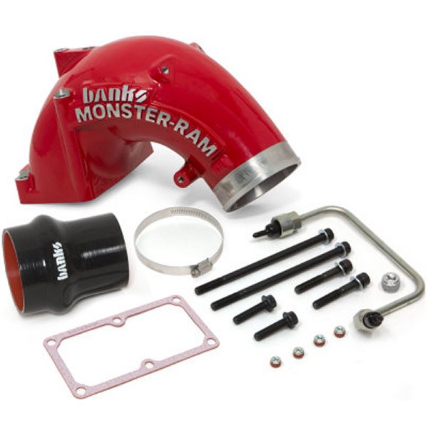 07.5-17 Ram 2500/3500 6.7L Diesel Monster-Ram インテークシステム w/Fuel Line 4.0in Red