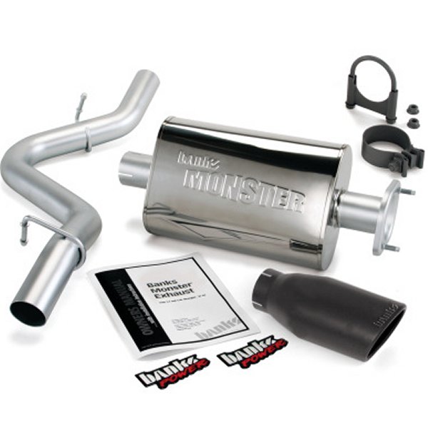 04年-06年 Jeep 4.0L ラングラー Unlimited Monster Exhaust Sys - SS Single Exhaust w/ ブラック Tip
