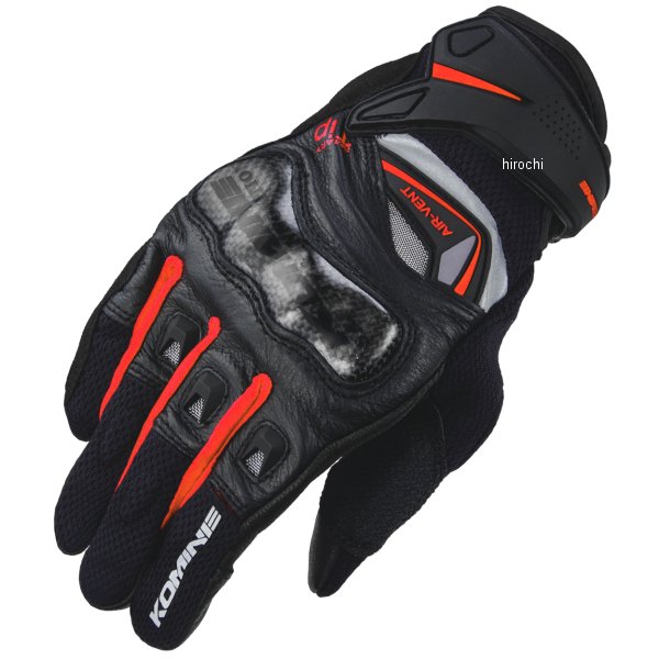 春夏モデル カーボンプロテクトレザーメッシュグローブ 黒/赤