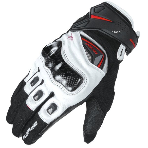 春夏モデル カーボンプロテクトレザーメッシュグローブ 白/黒