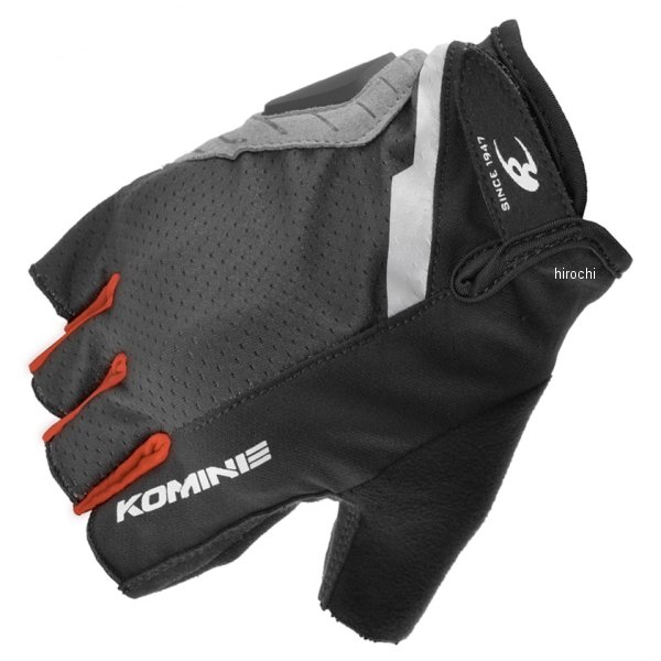 春夏モデル プロテクトフィンガーレスメッシュグローブ 黒/赤