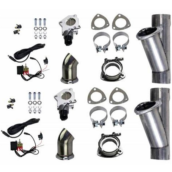 2.25in Alum Mild Steel Electronic Dual Slip Fit Exhaust Cutout w/Band クランプ