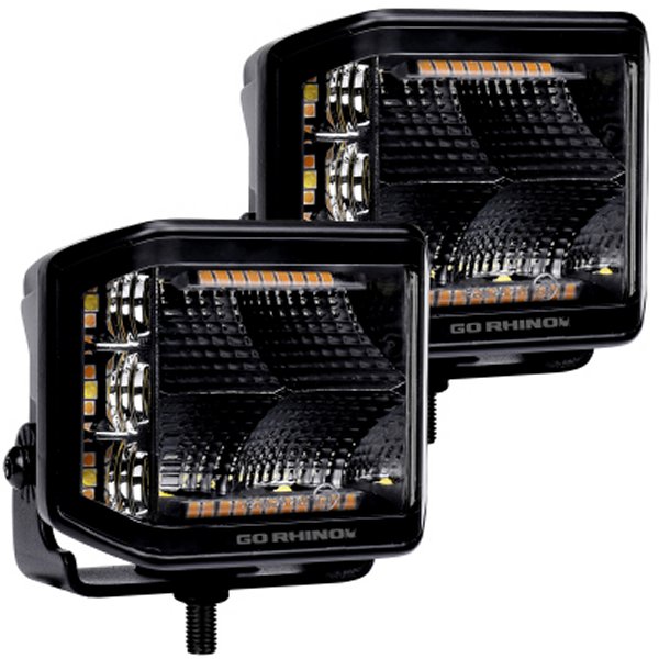 Xplor Blackout Comboシリーズ Cube Sideline LED Flood Lights w/Amber 4x3 - Blk (Pair)