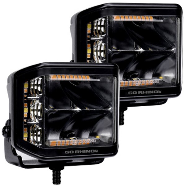 Xplor Blackout Comboシリーズ Cube Sideline LED Spot Lights w/ Amber 4x3 - Blk (Pair)