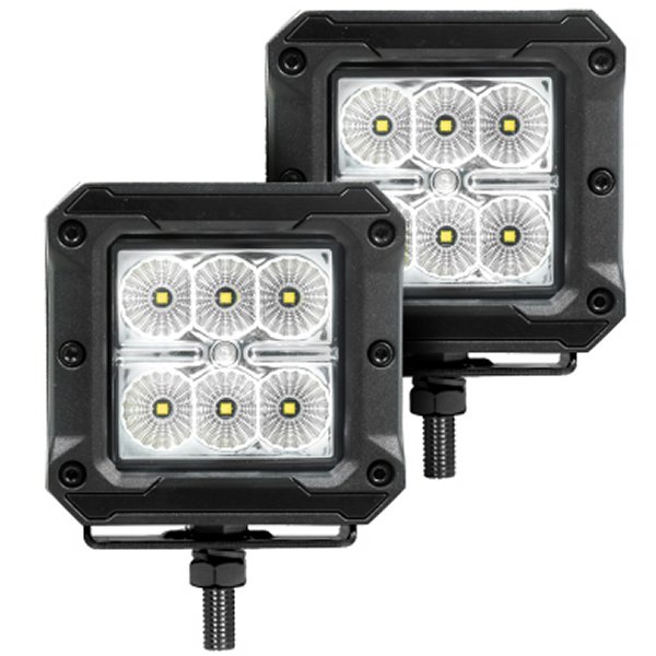 Xplor Brightシリーズ Cube LED Flood Light Kit (Surface/Threaded Stud Mount) 3x3 - Blk (Pair)