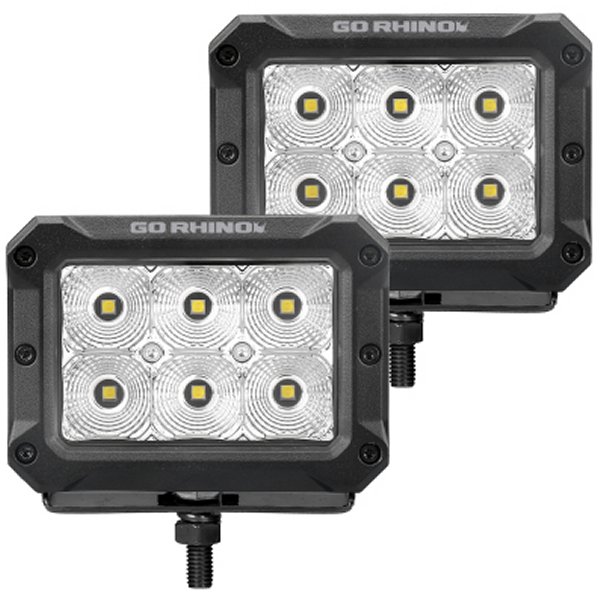 Xplor Brightシリーズ Rectangle LED Flood Light Kit (Surface/Thread Std Mnt) 4x3 - Blk (Pair)