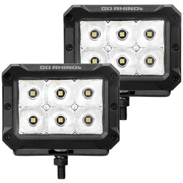 Xplor Brightシリーズ Rectangle LED Spot Light Kit (Surface/Thread Stud Mnt) 4x3 - Blk (Pair)