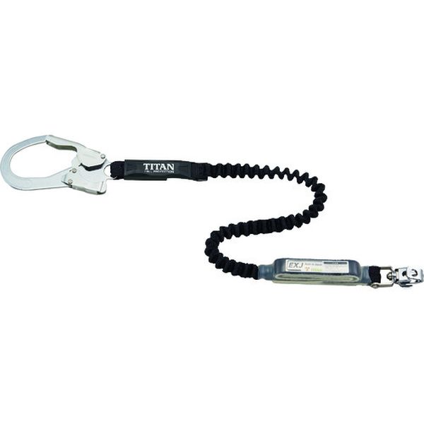 EXJ伸縮ストラップ式 タイプ1ランヤード ブラック シングル (墜落制止用器具)