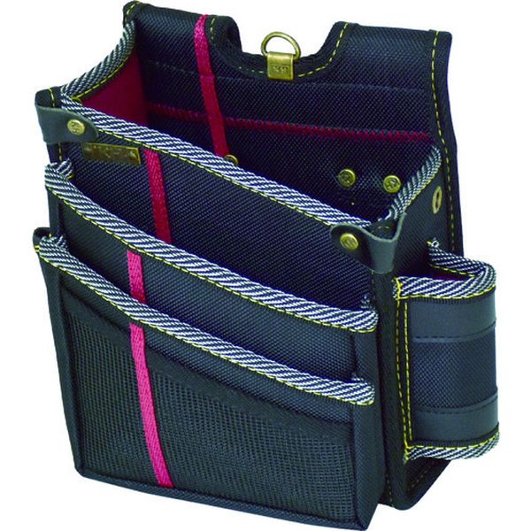 進化ウエストバッグ3段 黒/緋 左