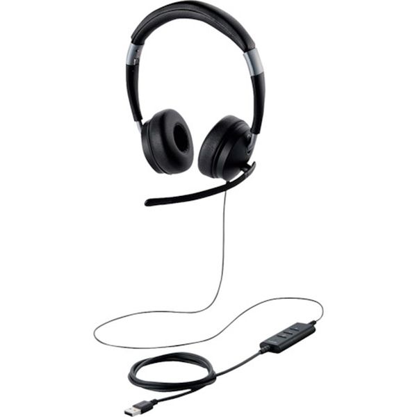 有線ヘッドセット デュアルマイクノイズリダクション 40mmドライバ USB-A 両耳 ブラック