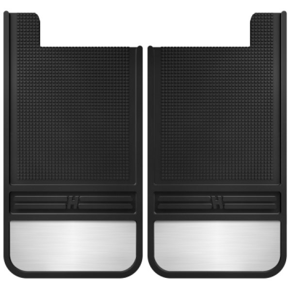 Universal 12in Wide Black Rubber Rear Mud Flaps w/ Weight