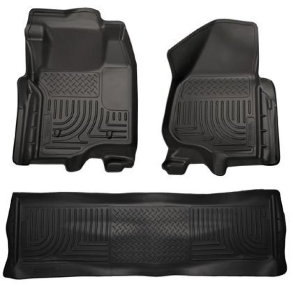 11-12 Ford SD Crew Cab WeatherBeater Combo Black Floor Liners (w/o Manual Trans Case)