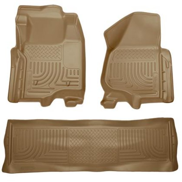 11-12 Ford SD Crew Cab WeatherBeater Combo Tan Floor Liners (w/o Manual Trans Case)
