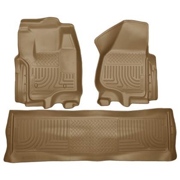 2012.5 Ford SD Crew Cab WeatherBeater Combo Tan Floor Liners (w/o Manual Trans Case)