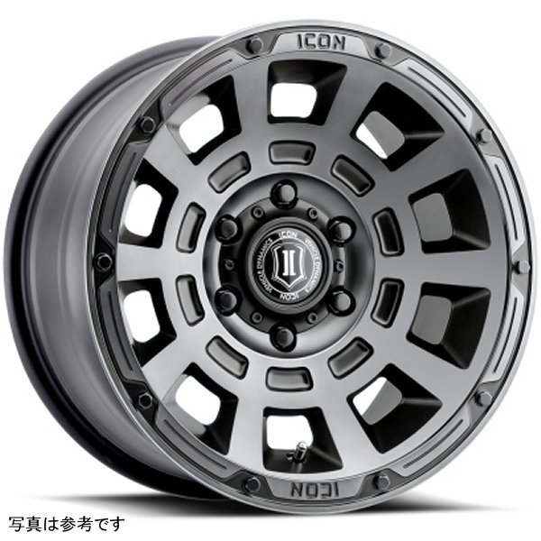 ICON Thrust 17x8.5 6x5.5 0mm Offset 4.75in BS 106.1mm Bore Smoked Satin Black Wheel