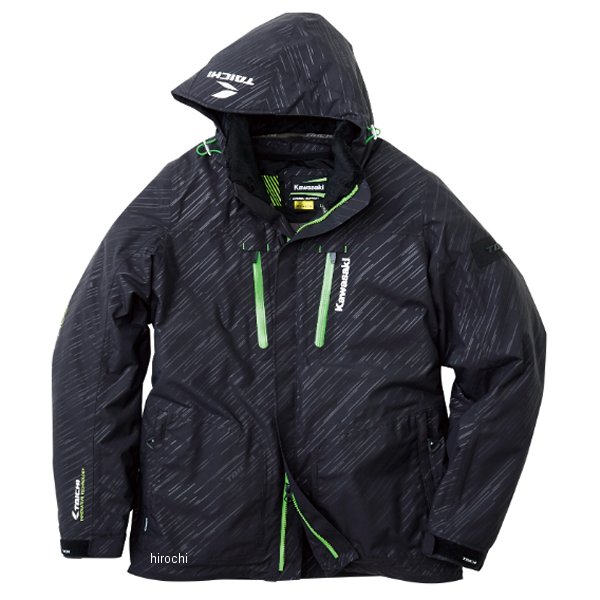 秋冬モデル カワサキ×アールエスタイチ モトレックウインターパーカー 黒/緑