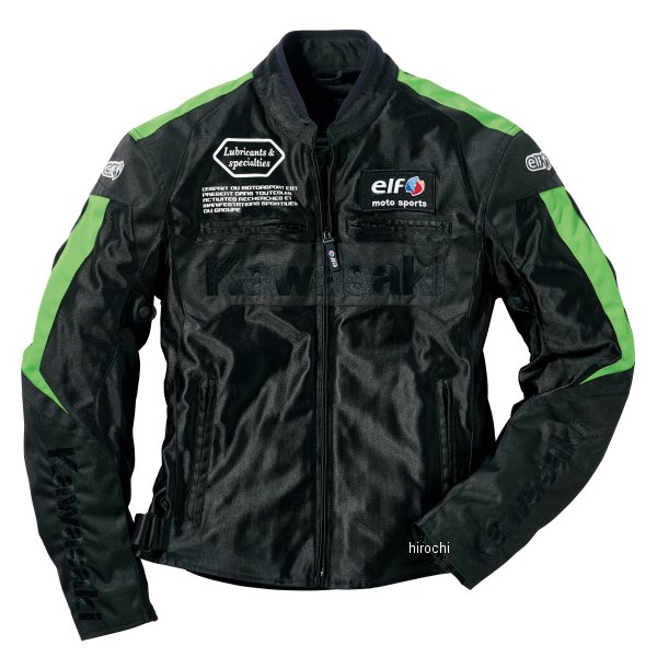 カワサキ純正 2023年春夏モデル カワサキ×elf ライディングメッシュジャケット 黒/緑 Mサイズ
