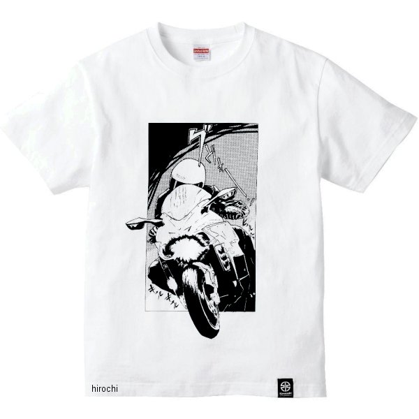 春夏モデル デザイナーズTシャツ 月刊カワサキコミック 白 Lサイズ