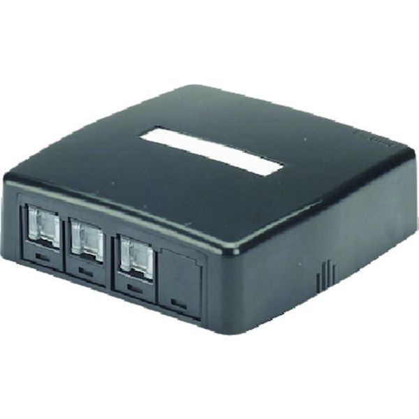 CAT6スプリングシャッター付きローゼットキット 4個口(3ジャック＋1ブランク) 黒