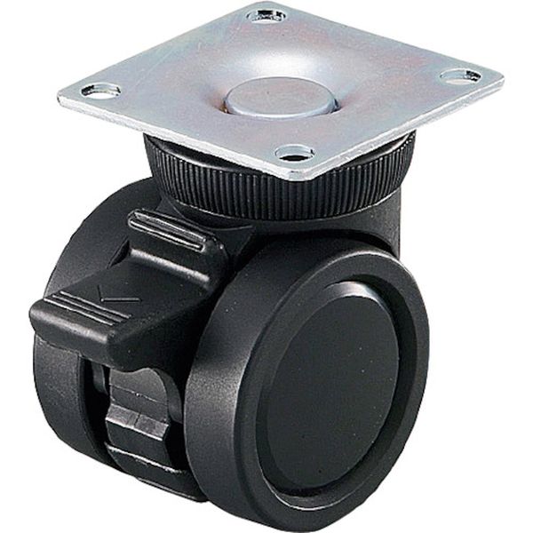 K10050PBS 402-8795 リフトロックキャスター ナイロン車 φ50 プレート 黒 ストッパー付 高さ調整可