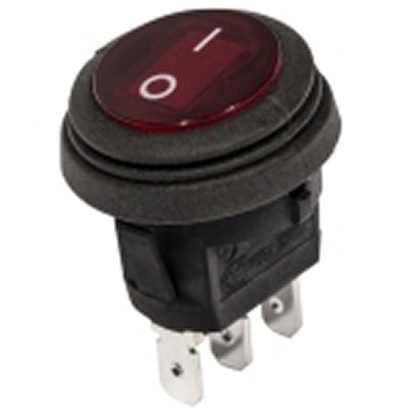 Illuminated LED 10A Round Rocker Light Switch - Red