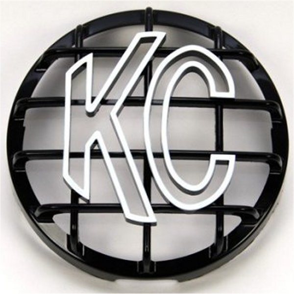 6in. Round ABS Stone Guard for SlimLite/Daylighter Lights (Single) - Black/White KC Logo