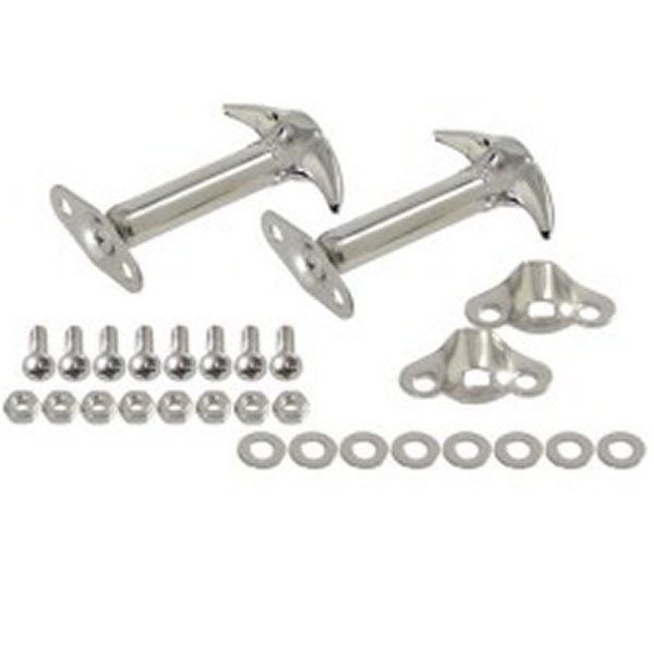 55-95 Jeep CJ/Wrangler YJ Hood Catch Pair - Polished Silver