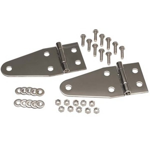 55-95 Jeep CJ/Wrangler YJ Hood Hinge Pair - Polished Silver