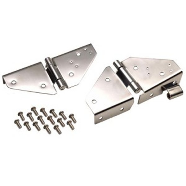 76-95 Jeep CJ/Wrangler YJ Windshield Hinge Pair - Polished Silver