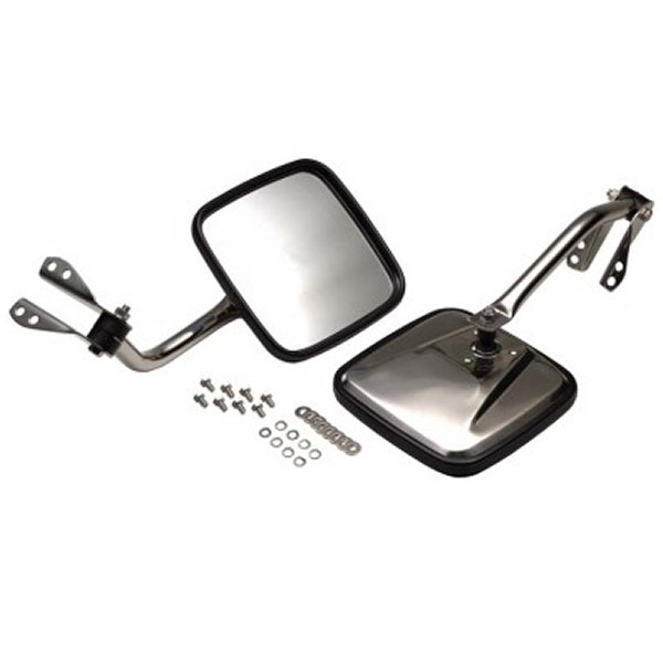 55-86 Jeep CJ Mirror Kit Pair - Polished Silver