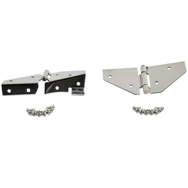 76-95 Jeep CJ/Wrangler YJ Windshield Hinge No Mirror Holes Pair - Polished Silver