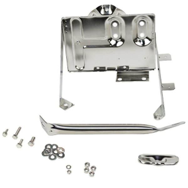 76-86 Jeep CJ Battery Tray with support arm - Polished Silver
