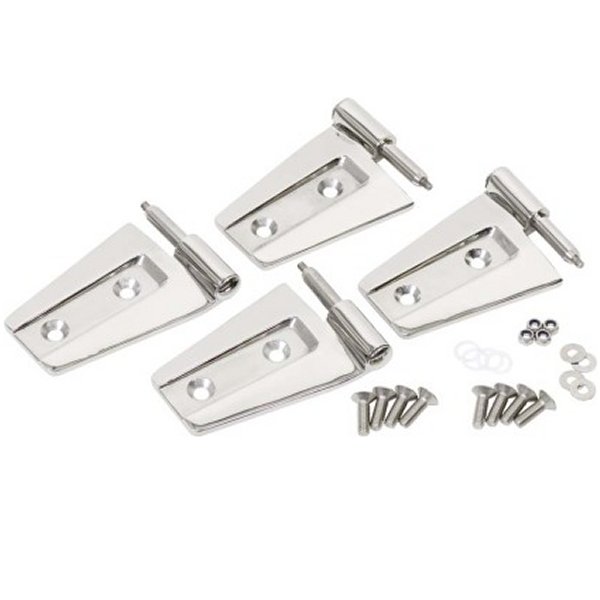 07-18 Jeep Wrangler JK Door Hinge Set 4 Pieces 2 Door - Polished Silver
