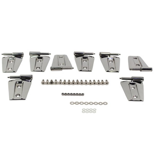 07-18 Jeep Wrangler JK Door Hinge Set 8 Pieces 4 Door- Polished Silver