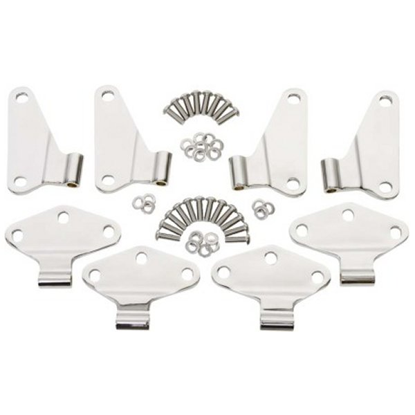 07-18 Jeep Wrangler JK Body Door Hinge Set 8 Pieces 4 Door - Polished Silver