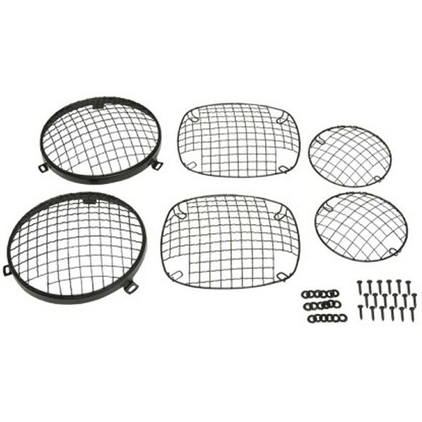 76-86 Jeep CJ Powdercoat Wire Mesh Guard Set 6 Pieces Black
