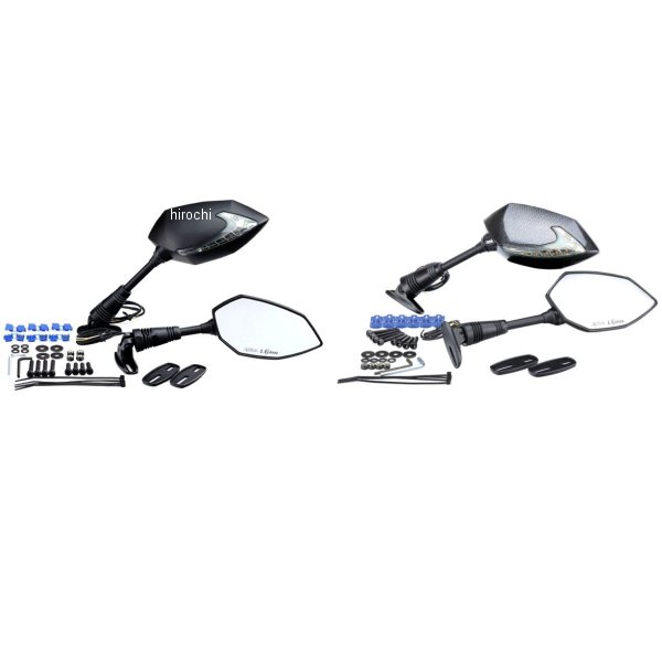 TECH06 ミラー LEDウインカー付 カウル取り付タイプ 左右セット