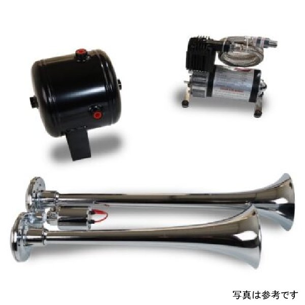 Dual Chrome Horn Kit w/ 120 PSI Air Compressor / 0.5 gal Air Tank